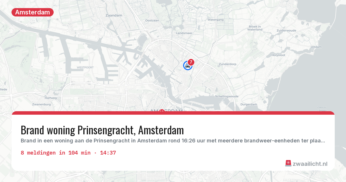 Kaart van de activiteitspiek bij Amsterdam