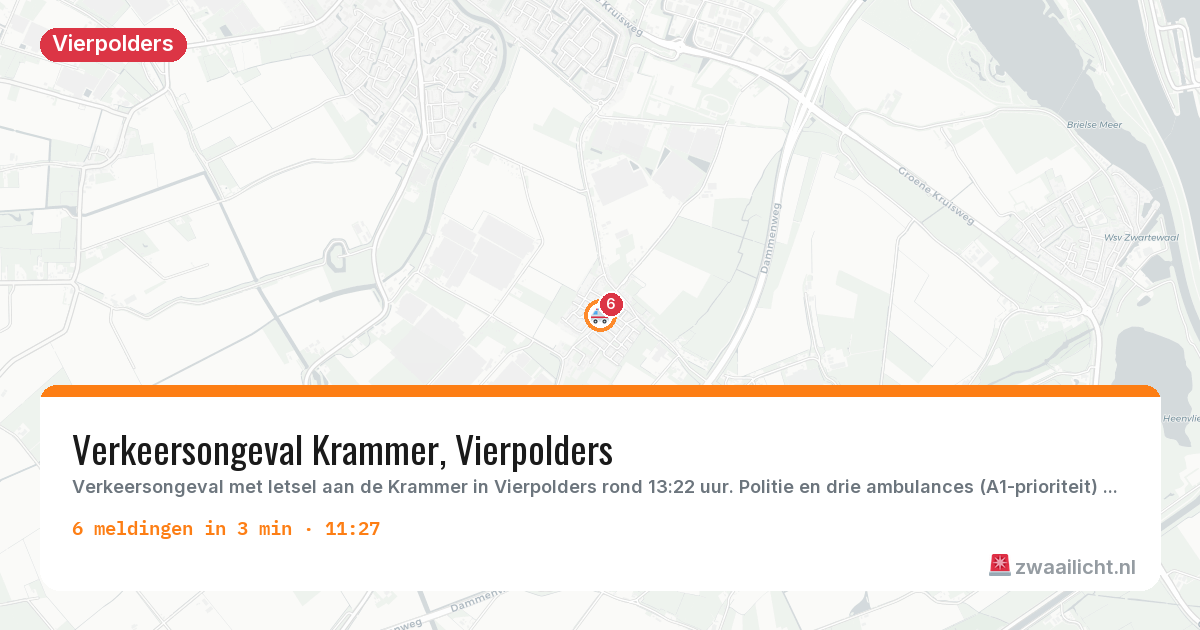 Kaart van de activiteitspiek bij Vierpolders