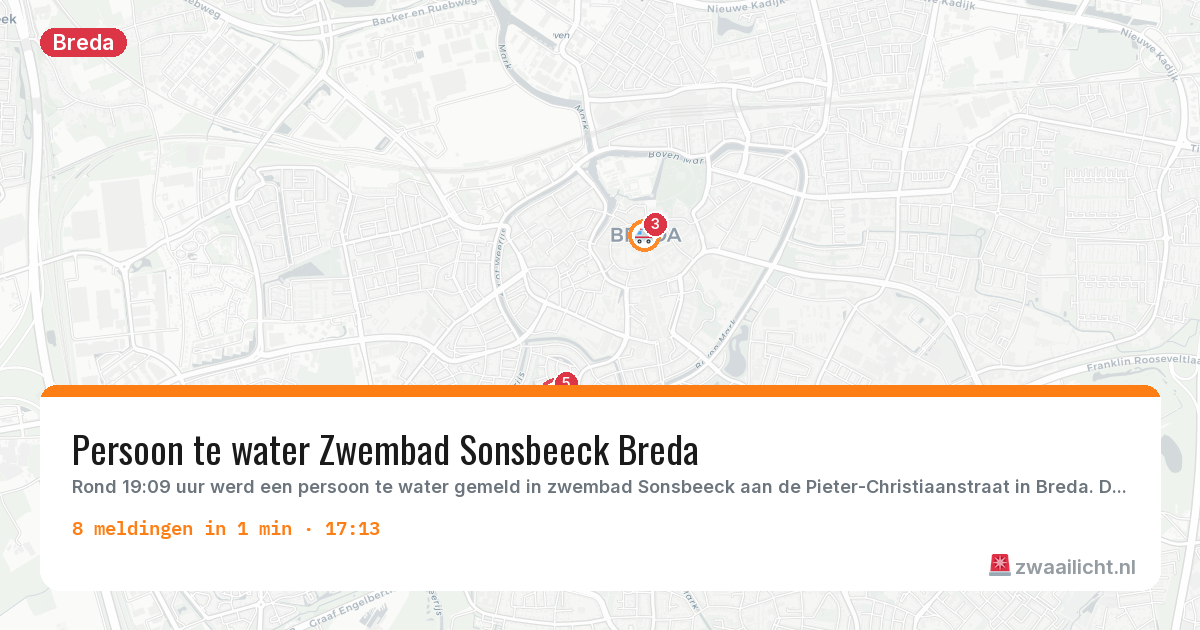Kaart van de activiteitspiek bij Breda
