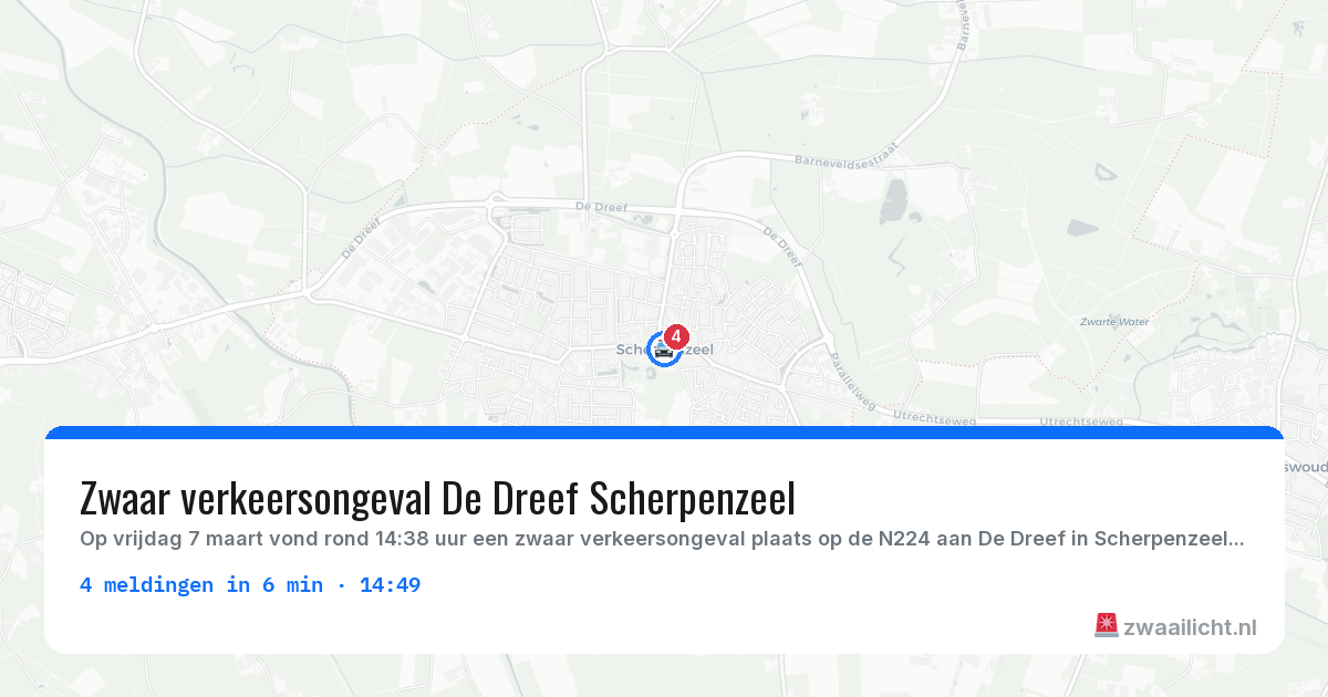 Kaart van de activiteitspiek bij Politie