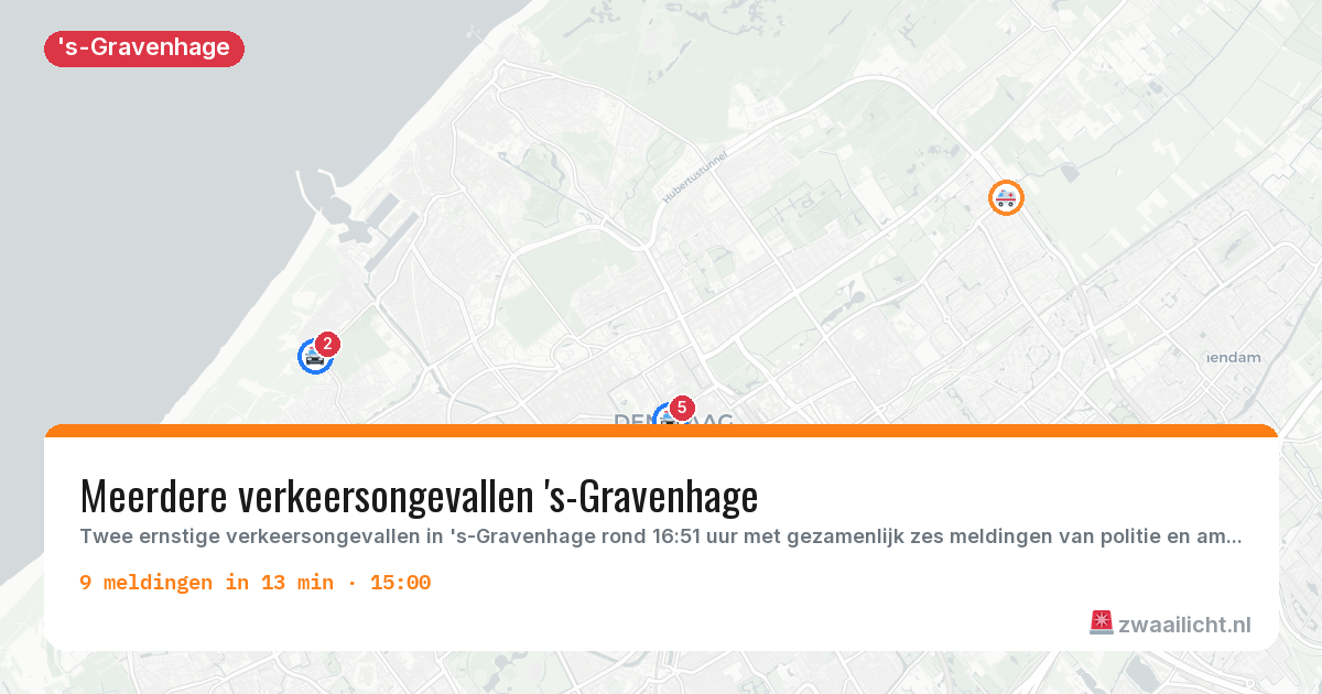 Kaart van de activiteitspiek bij 's-Gravenhage