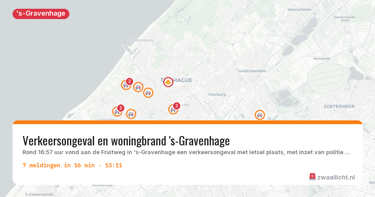 Kaart van de activiteitspiek bij 's-Gravenhage