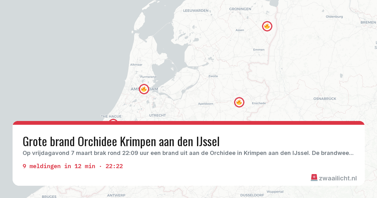 Kaart van de activiteitspiek bij Brandweer
