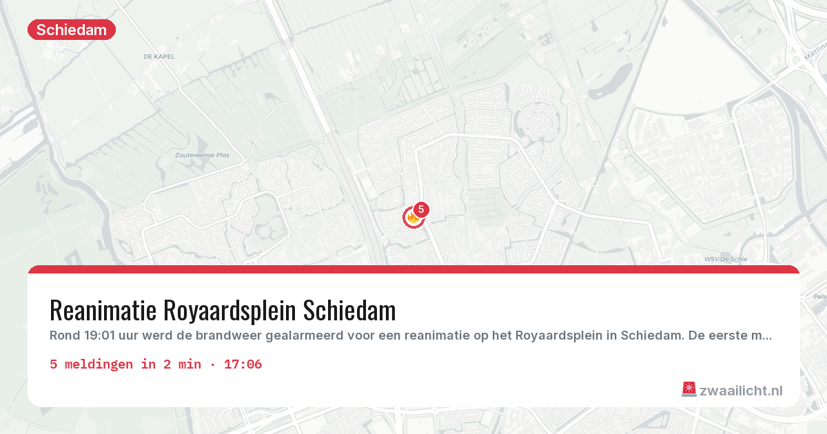 Kaart van de activiteitspiek bij Schiedam