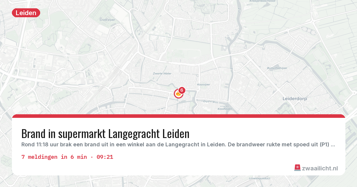 Kaart van de activiteitspiek bij Leiden