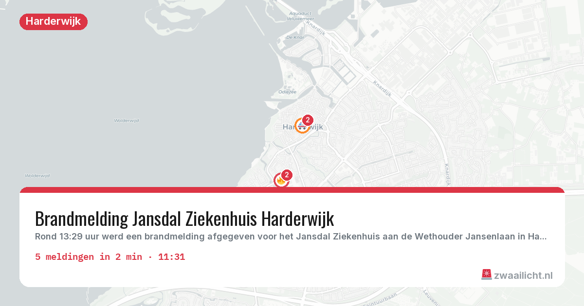 Kaart van de activiteitspiek bij Harderwijk