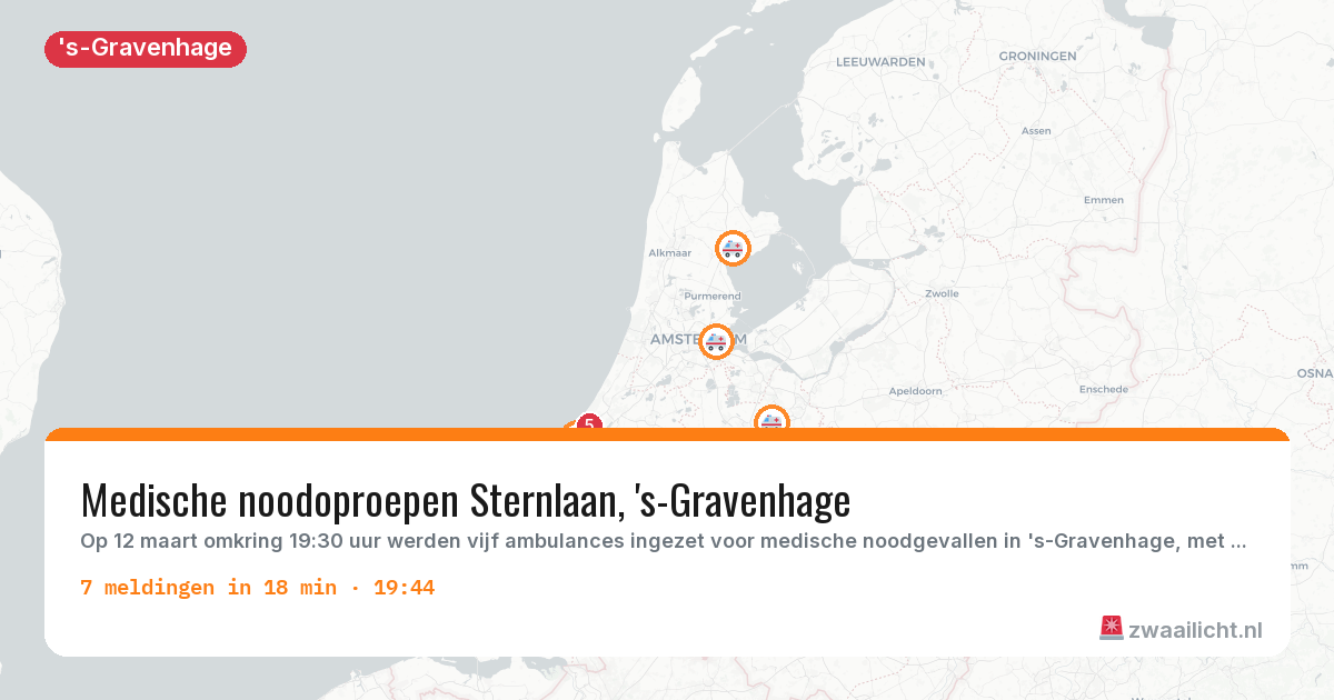 Kaart van de activiteitspiek bij 's-Gravenhage