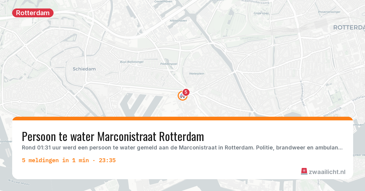 Kaart van de activiteitspiek bij Rotterdam