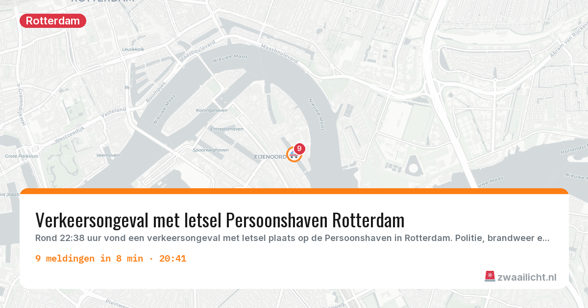 Kaart van de activiteitspiek bij Rotterdam