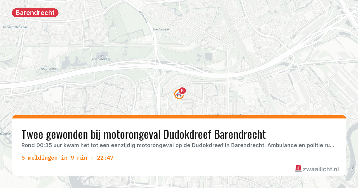 Kaart van de activiteitspiek bij Barendrecht