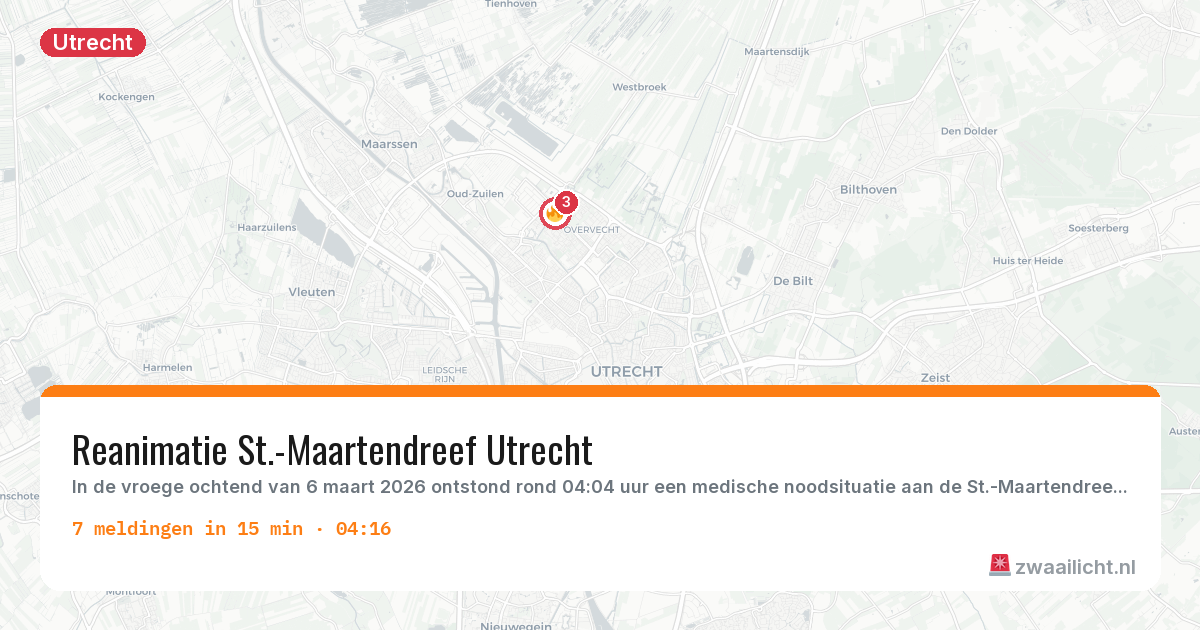 Kaart van de activiteitspiek bij Utrecht