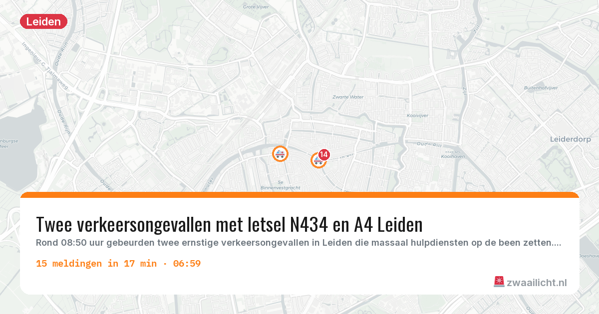 Kaart van de activiteitspiek bij Leiden