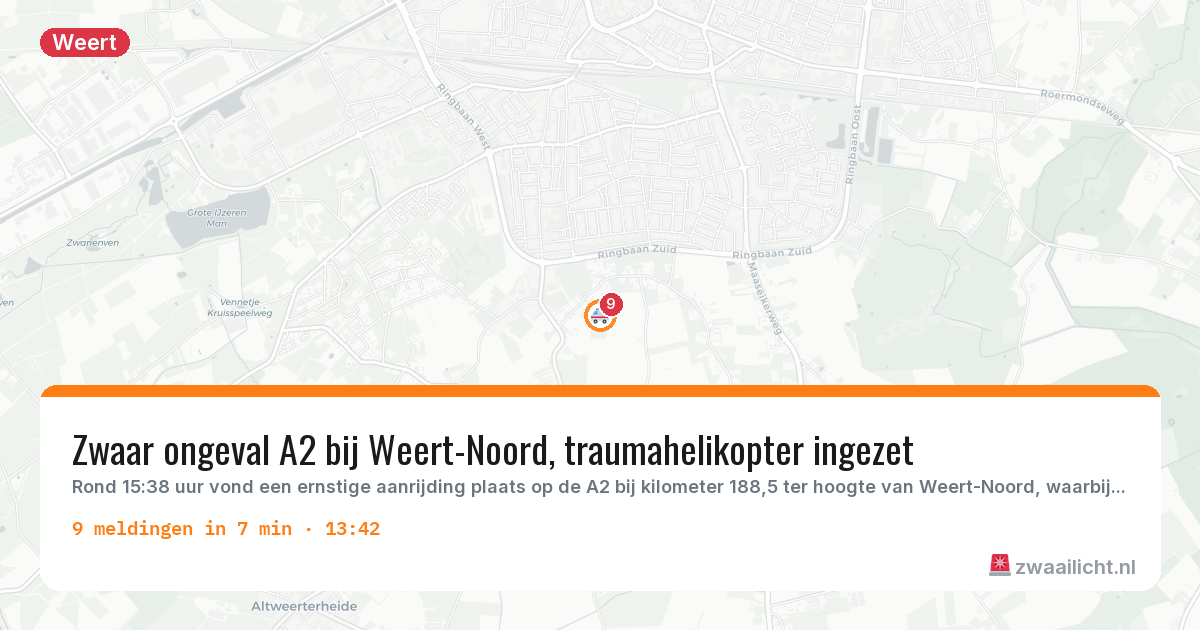 Kaart van de activiteitspiek bij Weert
