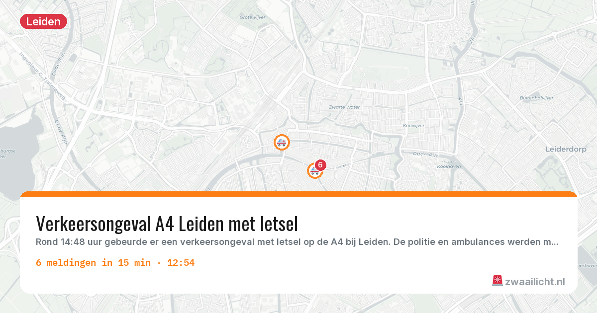Kaart van de activiteitspiek bij Leiden