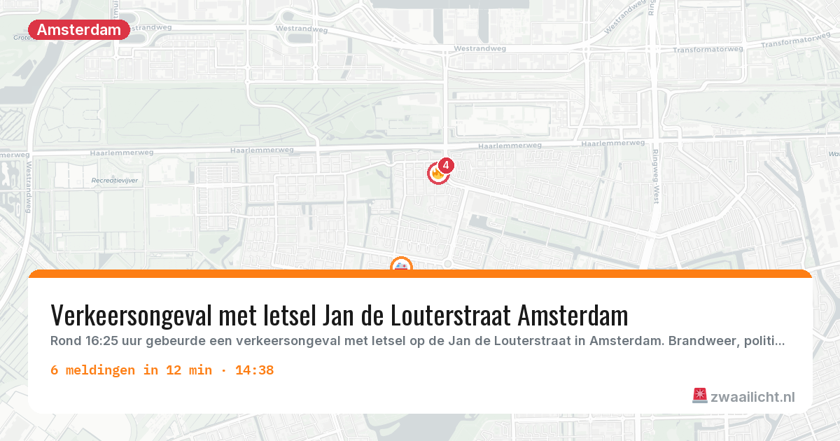 Kaart van de activiteitspiek bij Amsterdam