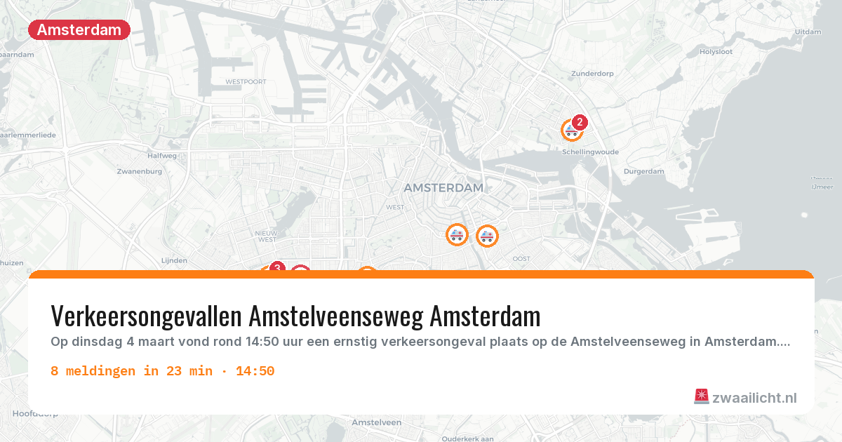 Kaart van de activiteitspiek bij Amsterdam