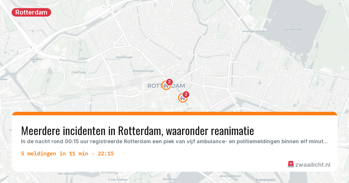 Kaart van de activiteitspiek bij Rotterdam