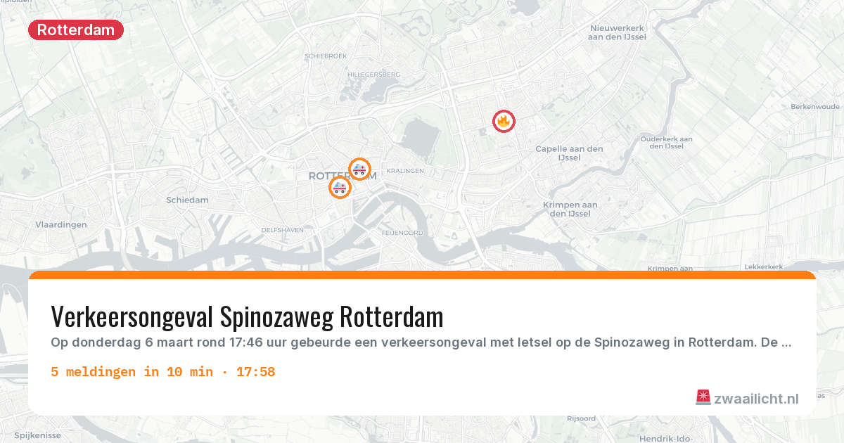 Kaart van de activiteitspiek bij Rotterdam