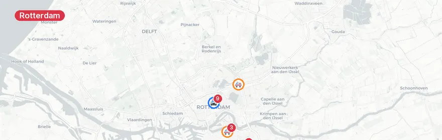 Kaart van Meerdere verkeersongevallen Noordmolenstraat Rotterdam
