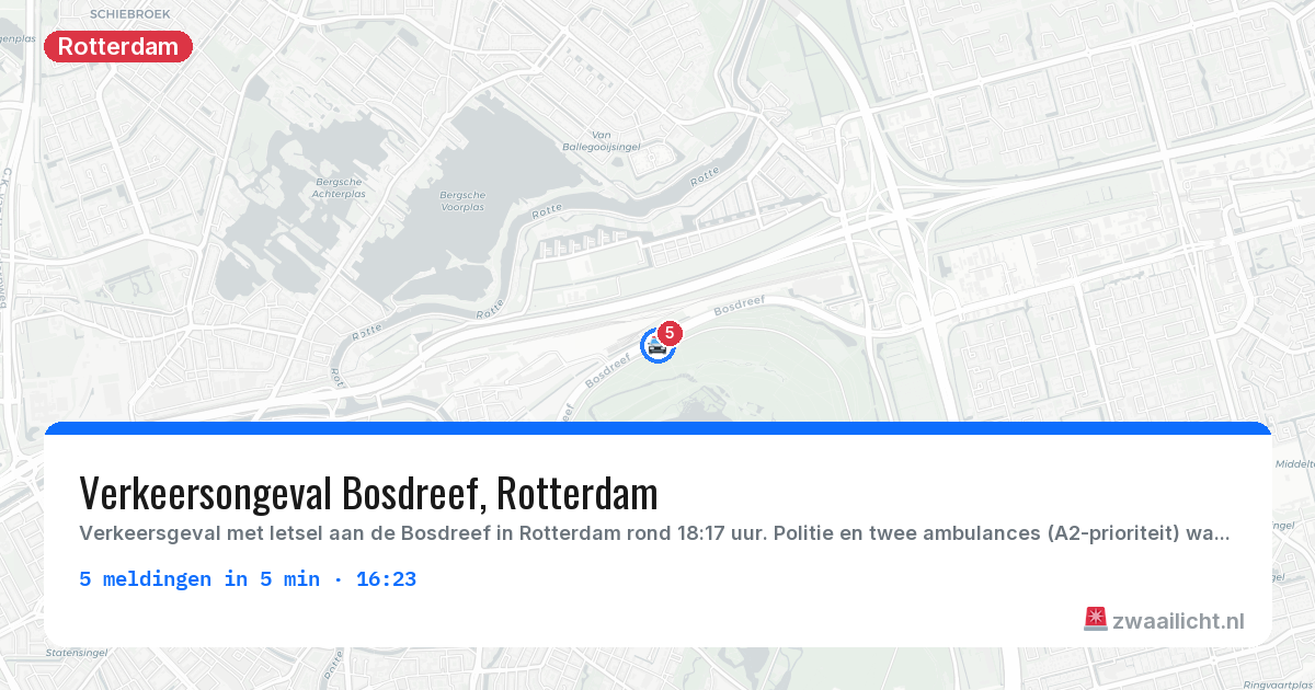 Kaart van de activiteitspiek bij Rotterdam