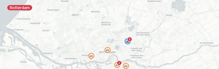 Kaart van Brand FNV-kantoor Pegasusweg, Rotterdam