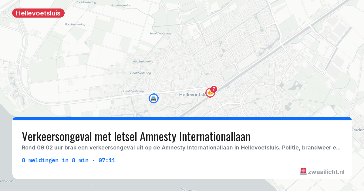 Kaart van de activiteitspiek bij Hellevoetsluis