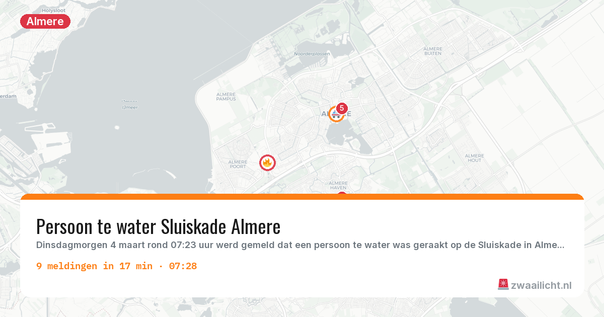 Kaart van de activiteitspiek bij Almere