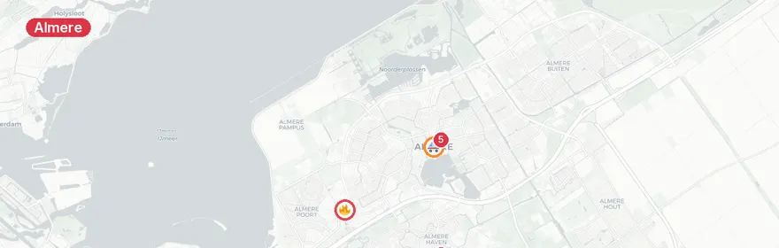 Kaart van Persoon te water Sluiskade Almere