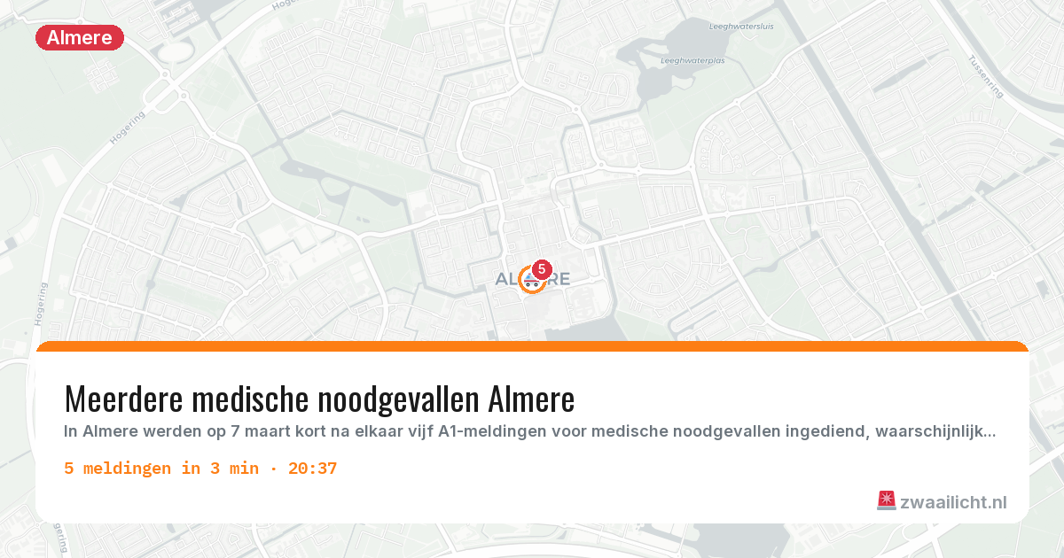 Kaart van de activiteitspiek bij Almere