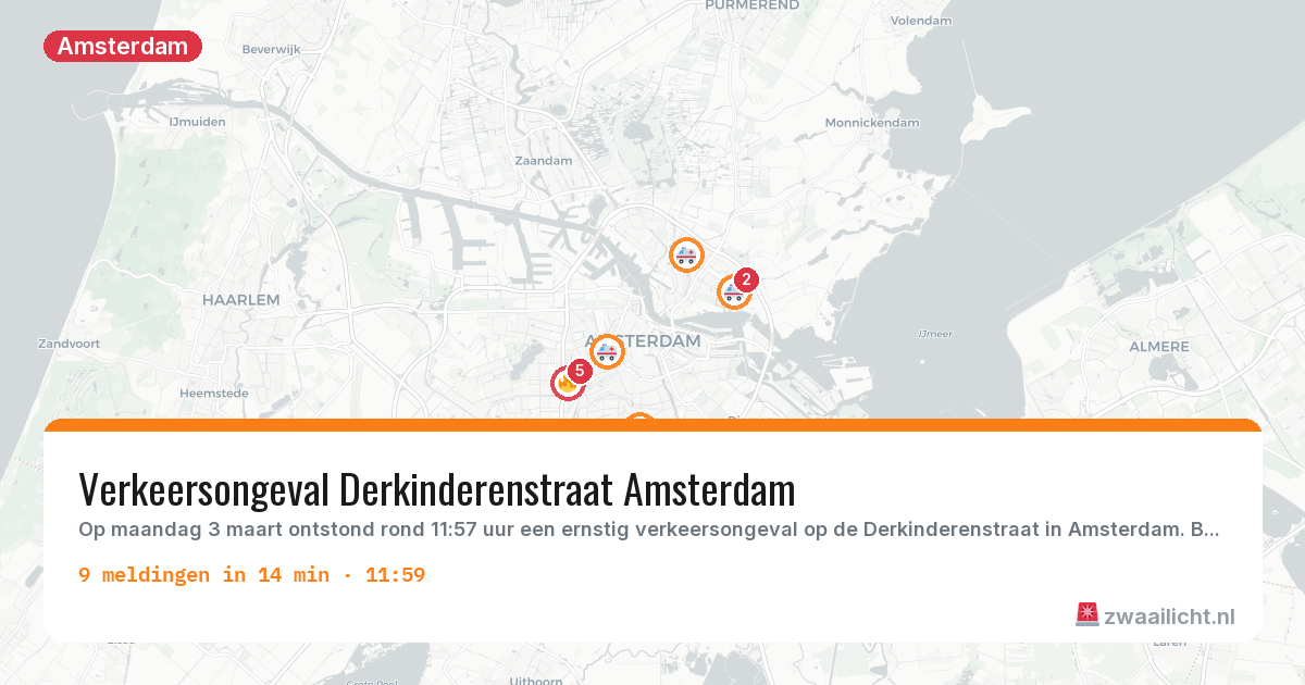 Kaart van de activiteitspiek bij Amsterdam