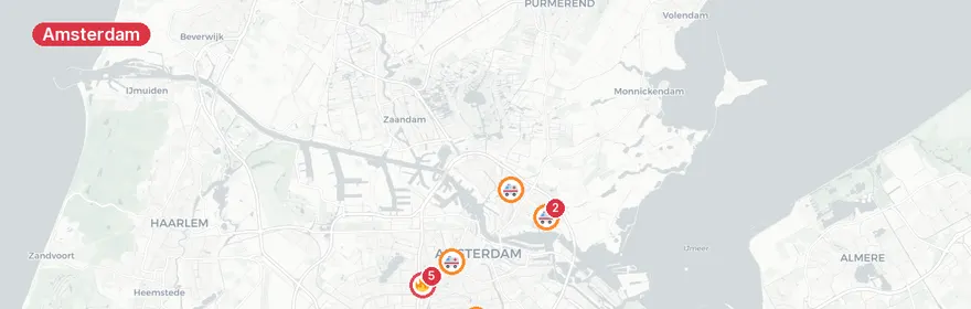 Kaart van Verkeersongeval Derkinderenstraat Amsterdam