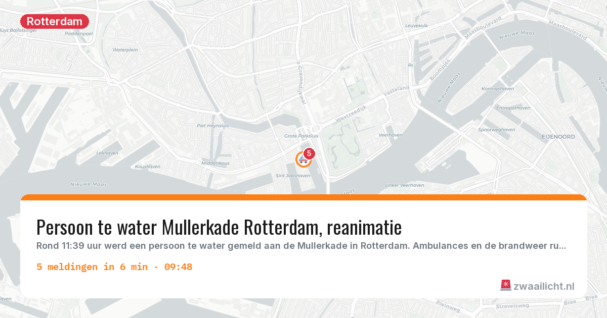 Kaart van de activiteitspiek bij Rotterdam