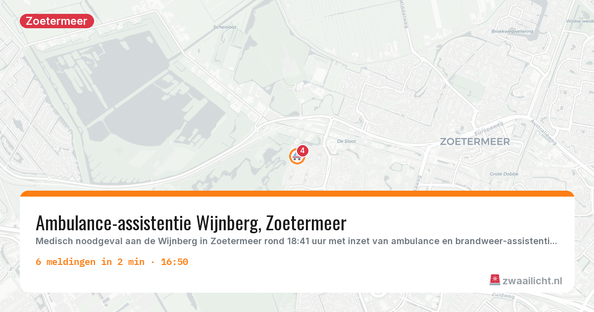 Kaart van de activiteitspiek bij Zoetermeer