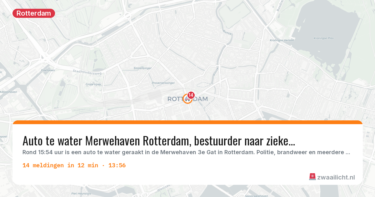 Kaart van de activiteitspiek bij Rotterdam