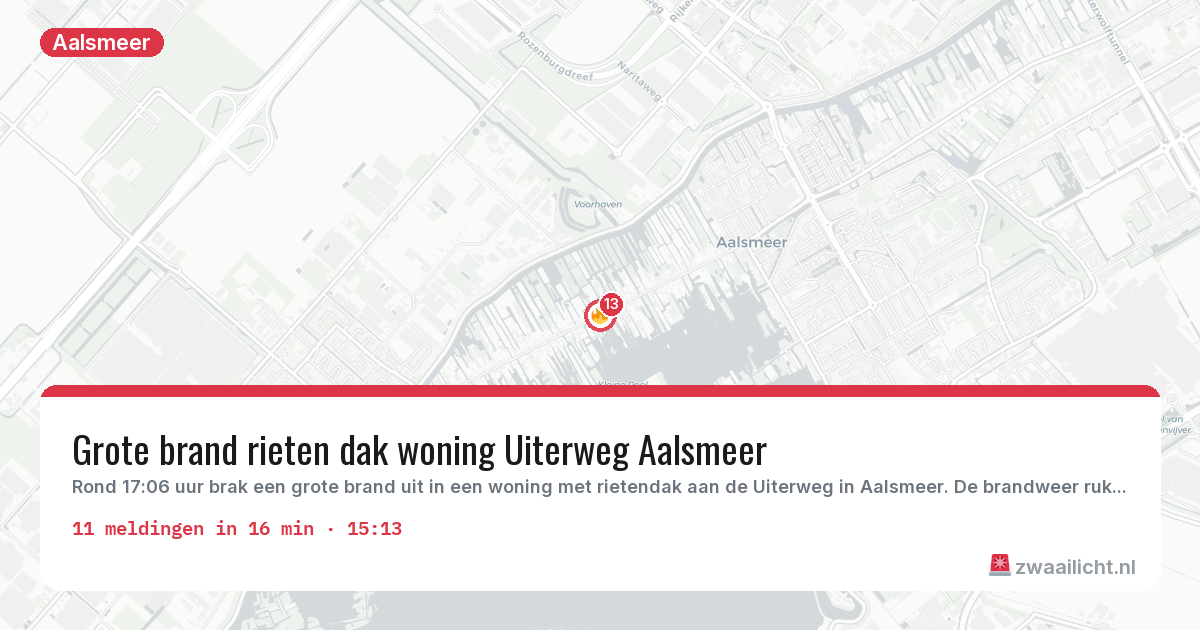 Kaart van de activiteitspiek bij Aalsmeer