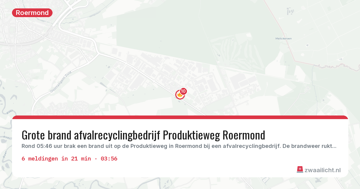 Kaart van de activiteitspiek bij Roermond