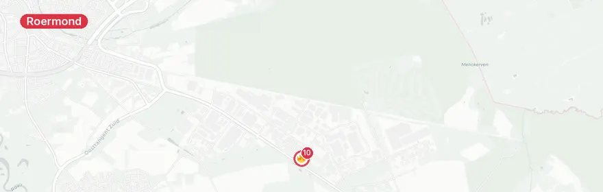 Kaart van Grote brand afvalrecyclingbedrijf Produktieweg Roermond