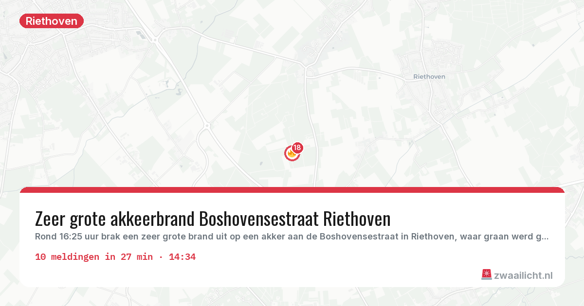 Kaart van de activiteitspiek bij Riethoven