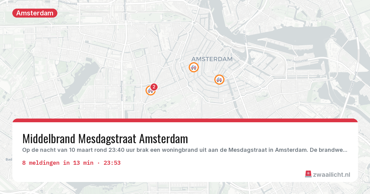 Kaart van de activiteitspiek bij Amsterdam