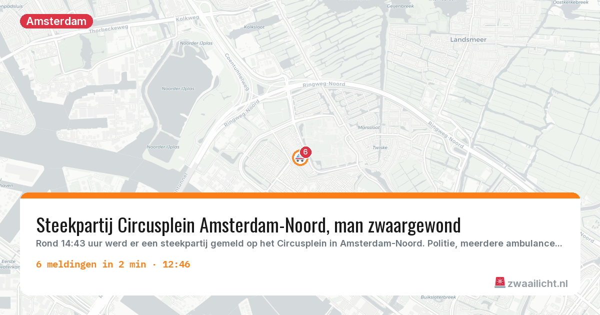 Kaart van de activiteitspiek bij Amsterdam