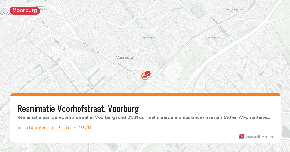 Kaart van de activiteitspiek bij Voorburg