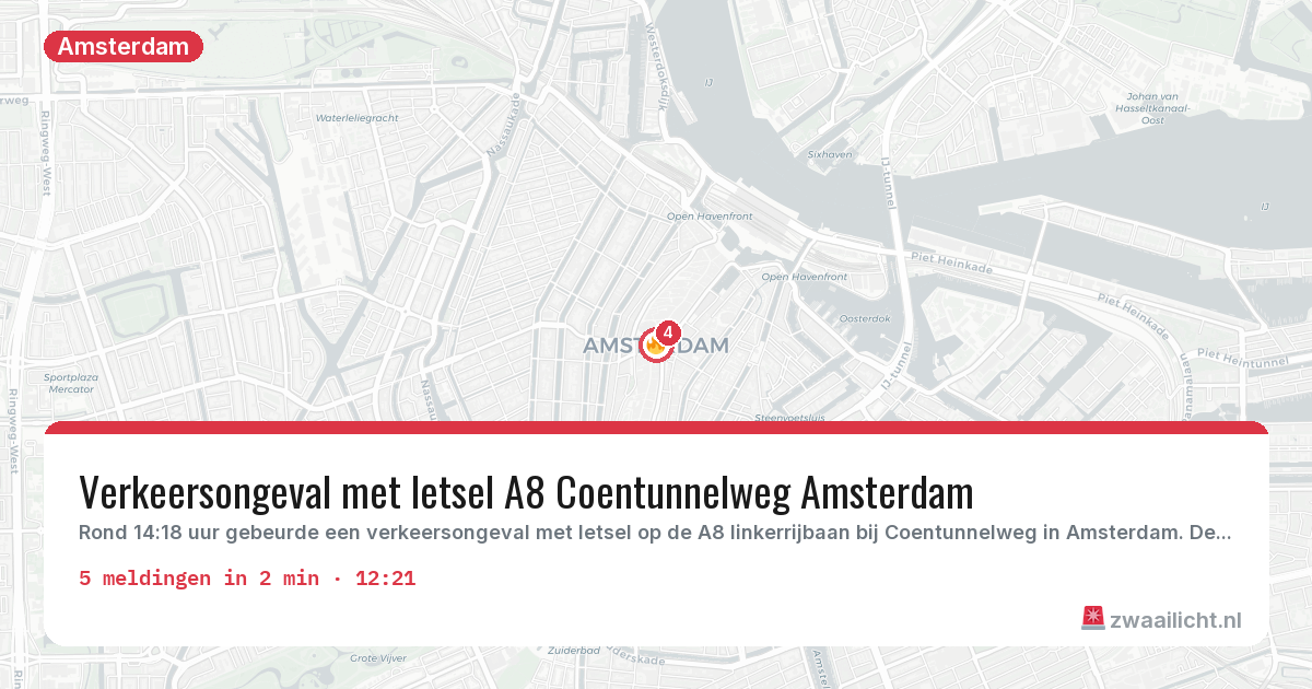 Kaart van de activiteitspiek bij Amsterdam