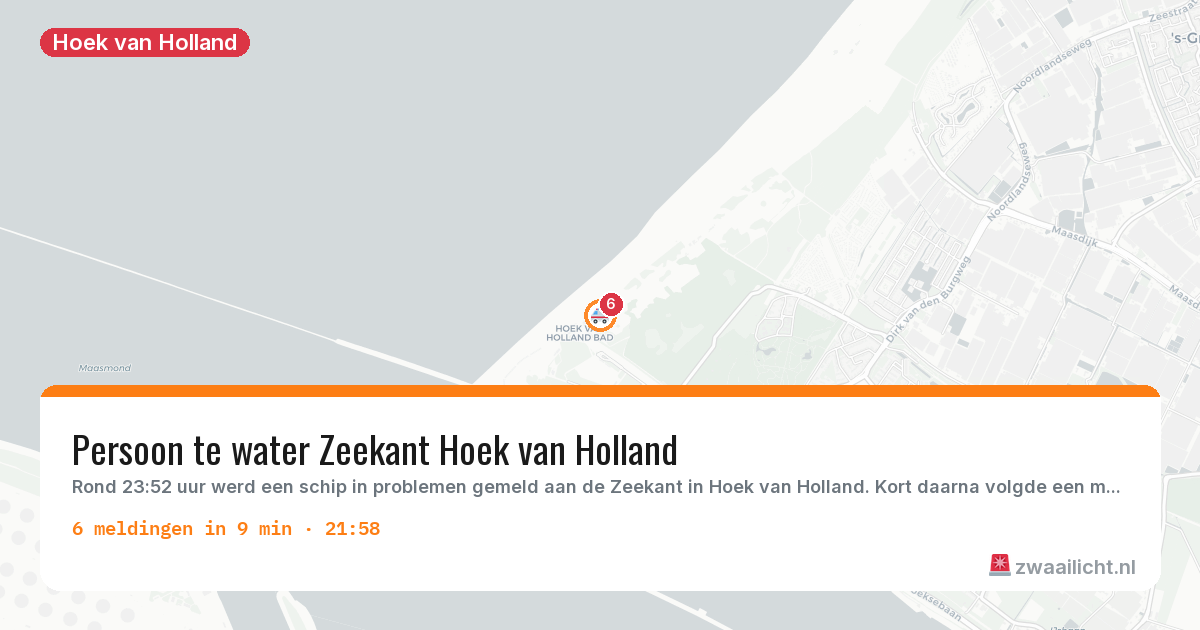 Kaart van de activiteitspiek bij Hoek van Holland