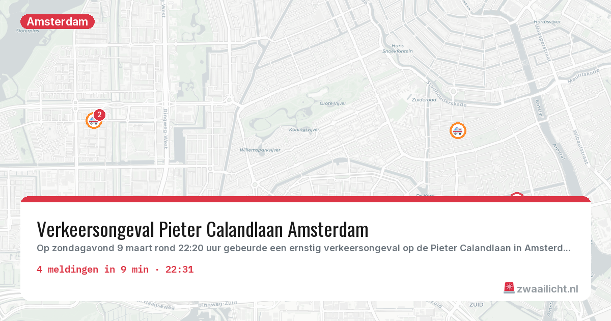 Kaart van de activiteitspiek bij Amsterdam