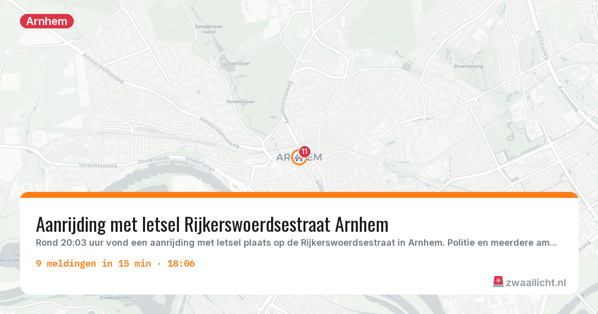 Kaart van de activiteitspiek bij Arnhem