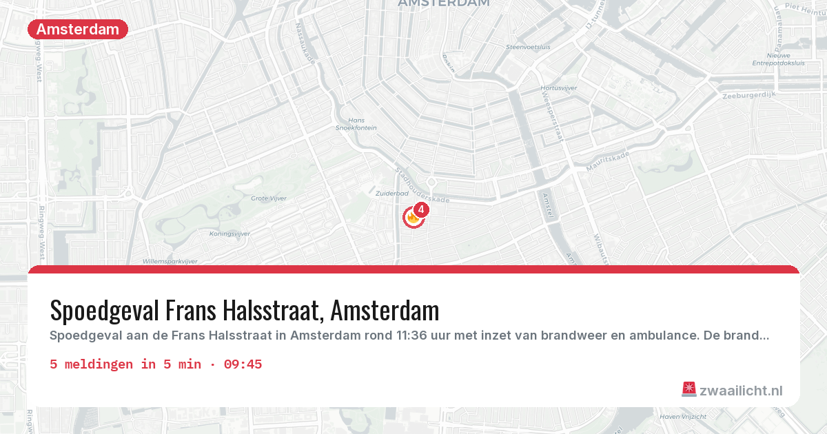 Kaart van de activiteitspiek bij Amsterdam