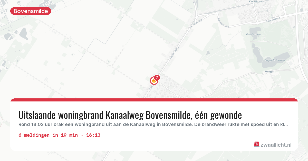 Kaart van de activiteitspiek bij Bovensmilde