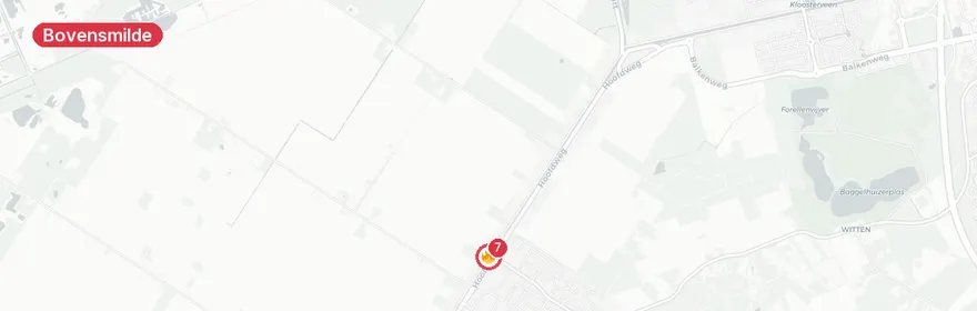 Kaart van Uitslaande woningbrand Kanaalweg Bovensmilde, één gewonde
