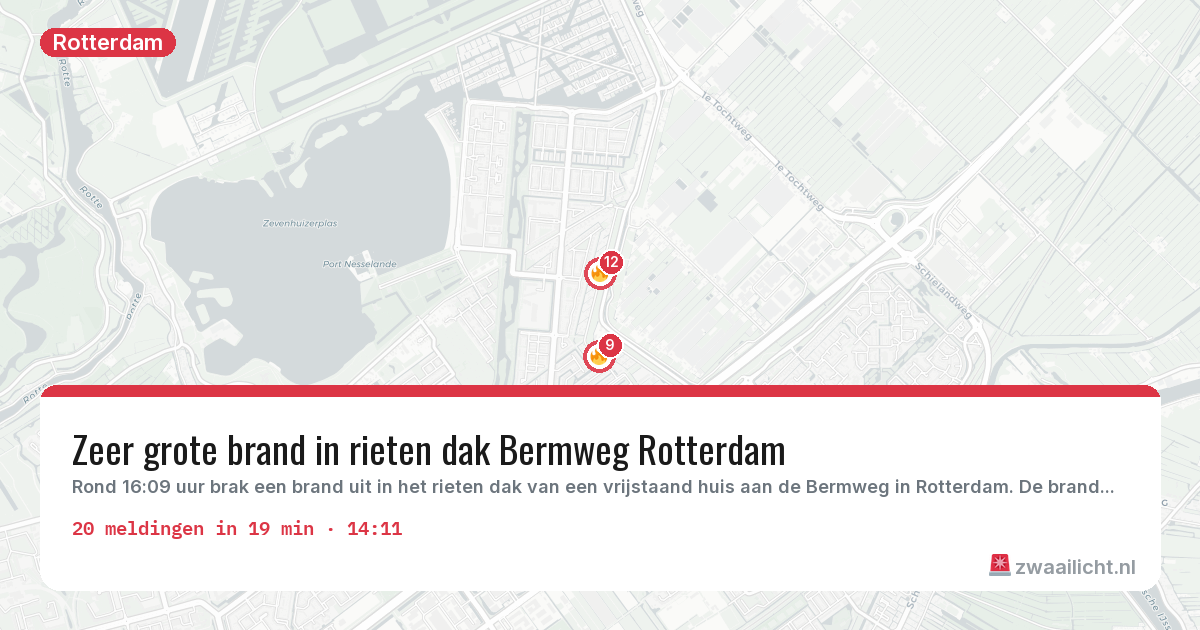 Kaart van de activiteitspiek bij Rotterdam