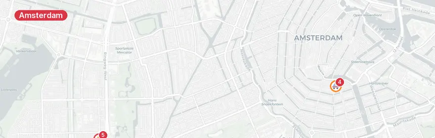Kaart van Reanimatie Rembrandtplein en verkeersongevallen Amsterdam